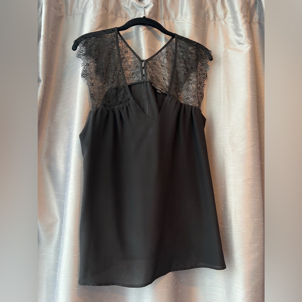 SET black lace & silk tank top size 6